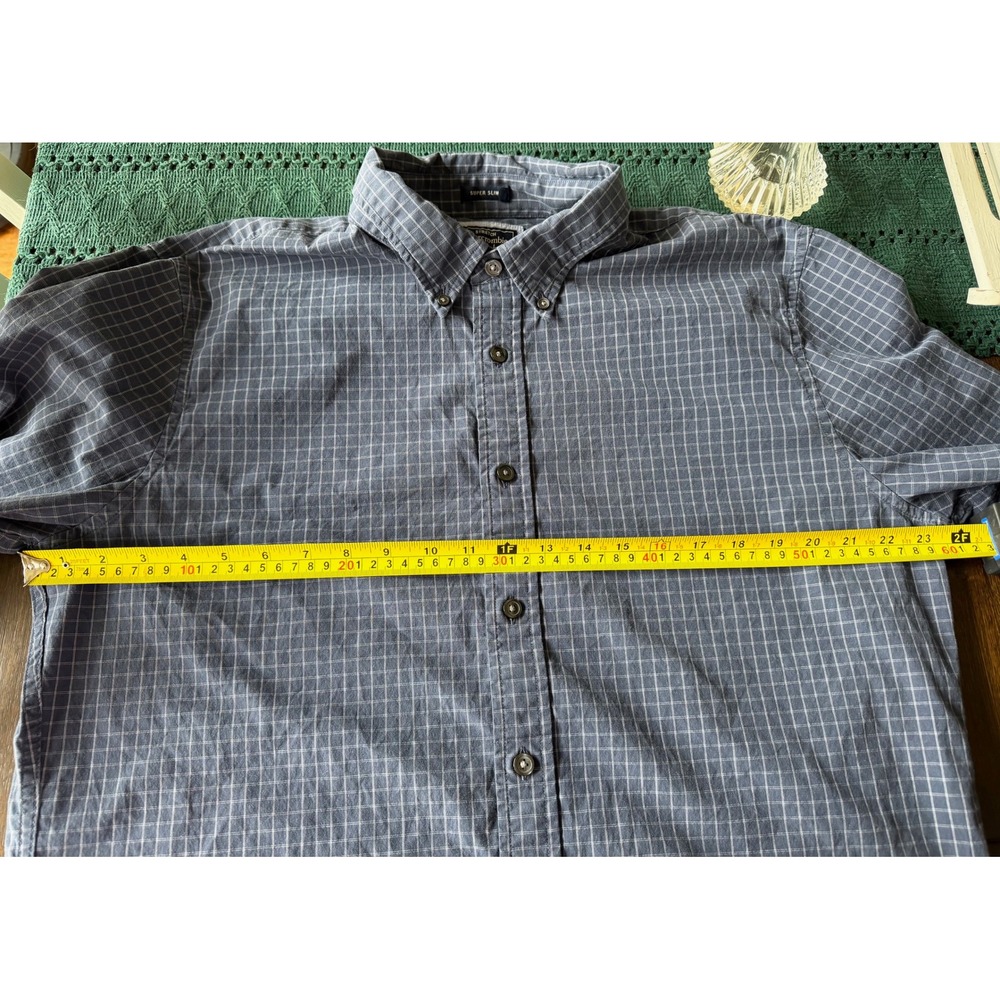 Abercrombie & Fitch Mens XXL Super Slim Stretch Shirt Blue Grid Fits like XL - Picture 9 of 9